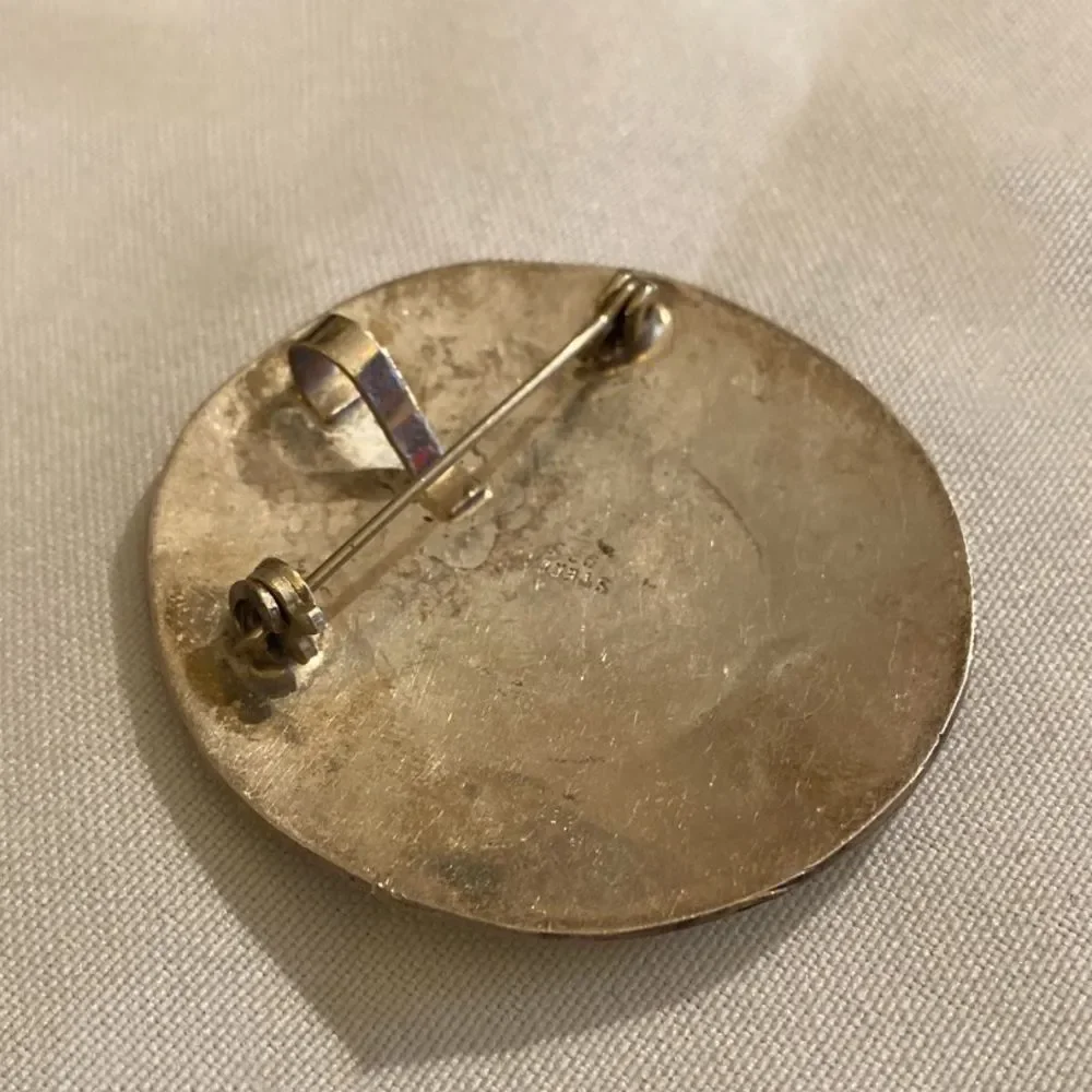 Vintage Sterling Silver MOP Inlay Pendant Brooch